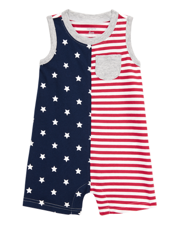 Baby American Flag Cotton Romper, 