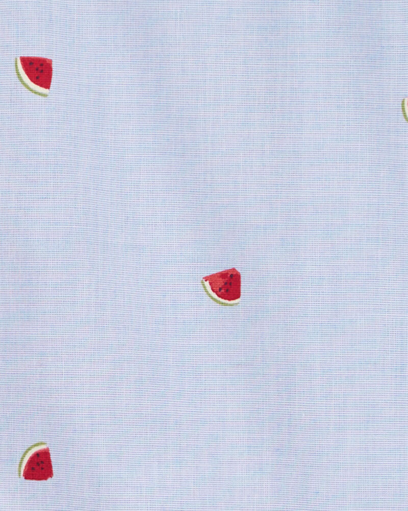 Toddler Watermelon Print Button-Front Shirt, image 2 of 2 slides