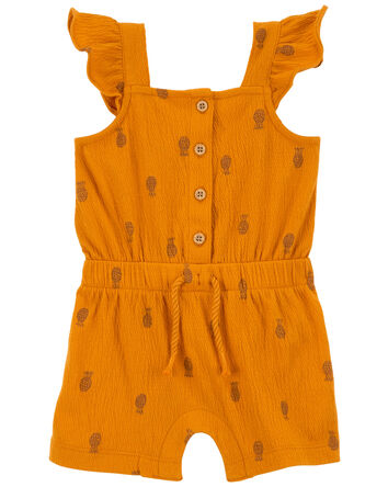 Baby Pineapple Flutter Crinkle Jersey Romper, 