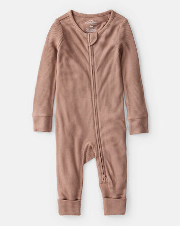 Baby Solid PurelySoft Long-Sleeve 2-Way Zip Sleep & Play Pajamas - Brown, 