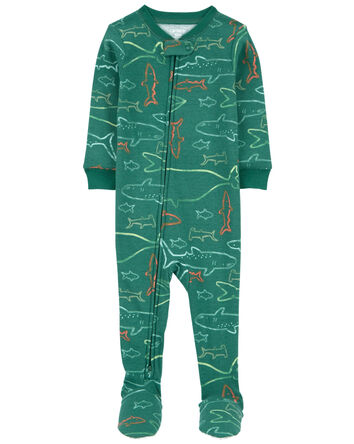 Baby 1-Piece Shark 100% Snug Fit Cotton Footie Pajamas, 
