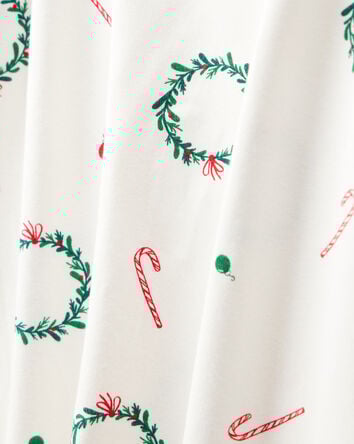 Toddler Christmas Wreath Print PurelySoft Snug Fit 2-Piece Pajamas - White, 