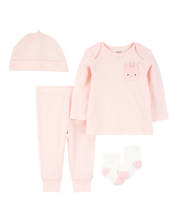 Baby 4-Piece Bunny Outfit Set - Pink/White, 