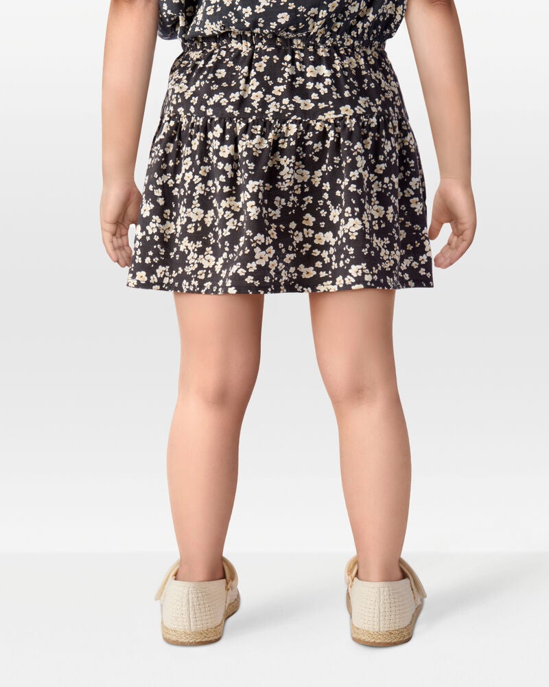 Toddler Floral Linen Look-Alike Drawstring Skirt, image 3 of 5 slides