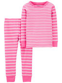 Pink - Toddler 2-Piece Striped Snug Fit Cotton Pajamas