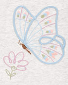 Baby Butterfly Long-Sleeve Peplum Top - Grey, image 2 of 3 slides