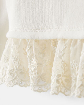 Baby Girl Fleece Long-Sleeve Top - Ivory, 