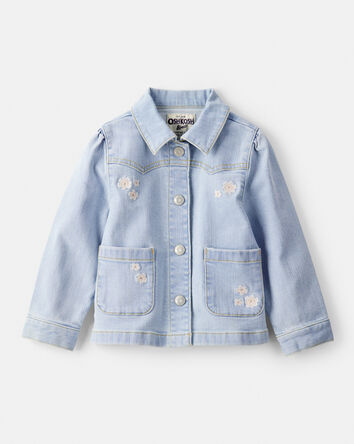 Toddler Girl Embroidered Long-Sleeve Denim Jacket - Blue, 