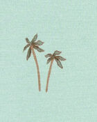 Baby Palm Tree Print PurelySoft Footless 1-Piece Pajamas - Mint, image 3 of 5 slides