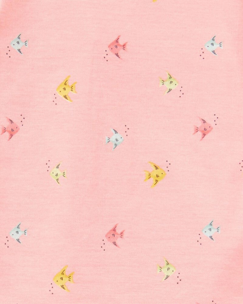 Toddler 4-Piece Pineapple & Fish Print 100% Snug Fit Cotton Pajamas - Pink/Yellow, image 3 of 4 slides