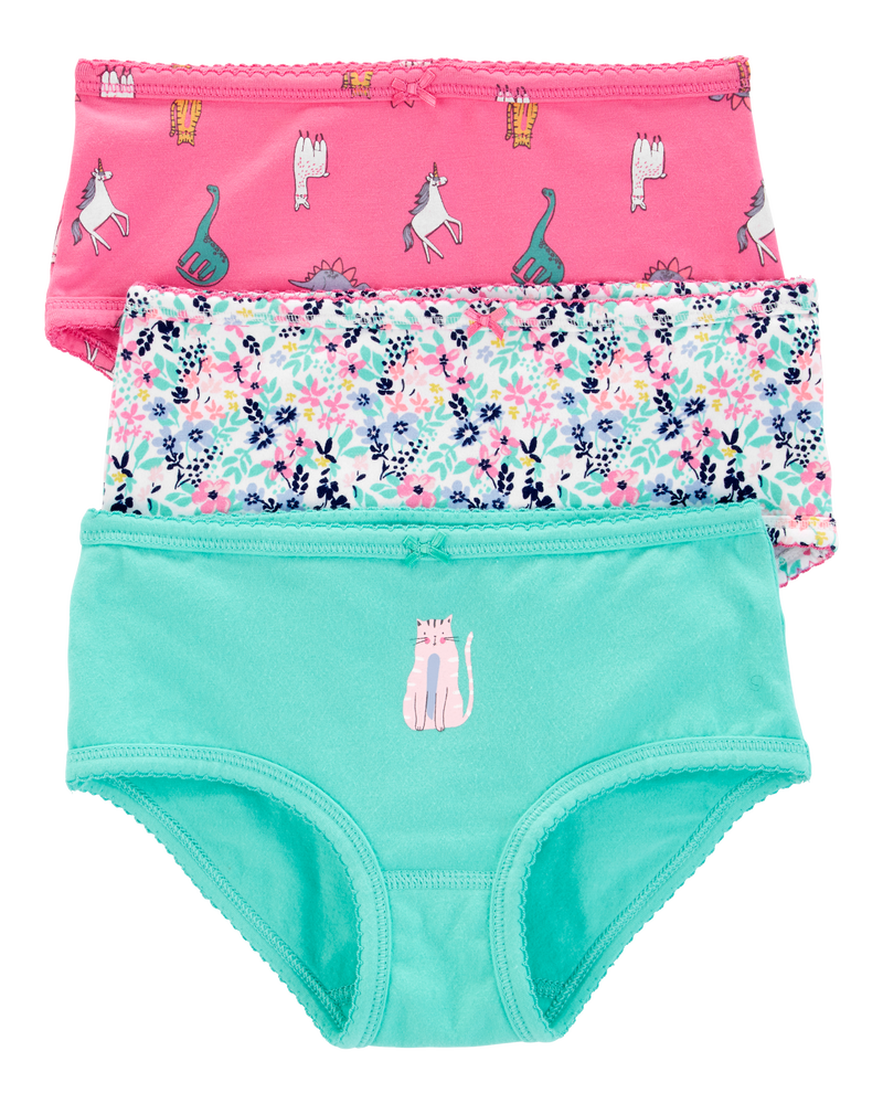 3-Pack Cat Print Brief Stretch Cotton Underwear, image 1 of 3 slides