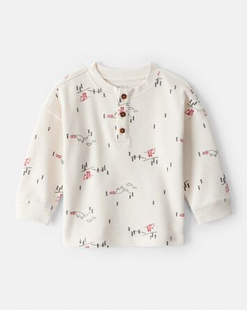 Baby Boy Skiing Henley T-Shirt - Cream, 
