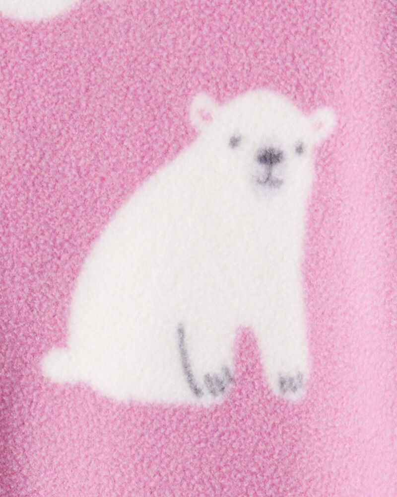 Baby Girl Polar Bear Print Loose Fit Long-Sleeve Sleep & Play Pajamas - Pink, image 3 of 4 slides