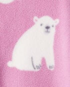 Baby Girl Polar Bear Print Loose Fit Long-Sleeve Sleep & Play Pajamas - Pink, image 3 of 4 slides