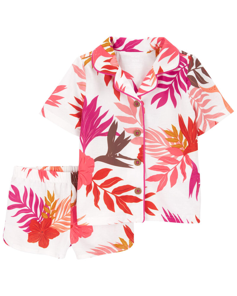 Toddler 2-Piece Floral Coat-Style Loose Fit Pajama Set, image 1 of 3 slides
