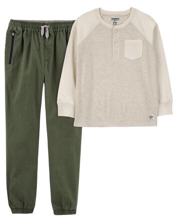 Kid 2-Piece Henley and Canvas Joggers Set, 