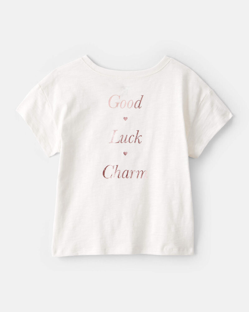 Girls Good Luck Charm Cotton Short-Sleeve Graphic Tee - White, image 2 of 6 slides