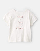 Girls Good Luck Charm Cotton Short-Sleeve Graphic Tee - White, image 2 of 6 slides
