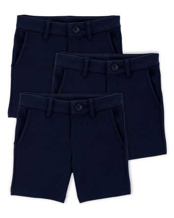 Toddler 3-Pack Ponte Knit Uniform Shorts - Navy, 