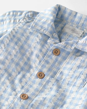 Baby Boy Seersucker Romper Made with Organic Cotton , 