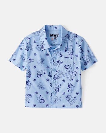 Baby Bluey Short-Sleeve Button-Front Shirt - Blue, 