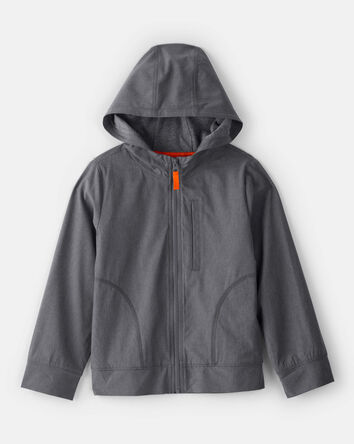 Boys Active Hooded Zip-Up Jacket - Grey, 