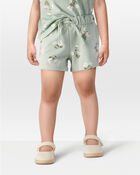 Toddler Girl Floral Pull-On French Terry Shorts - Green, image 2 of 6 slides
