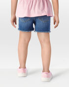 Toddler Daisy Print Iconic Denim Short - Blue Ozone Wash, image 3 of 6 slides