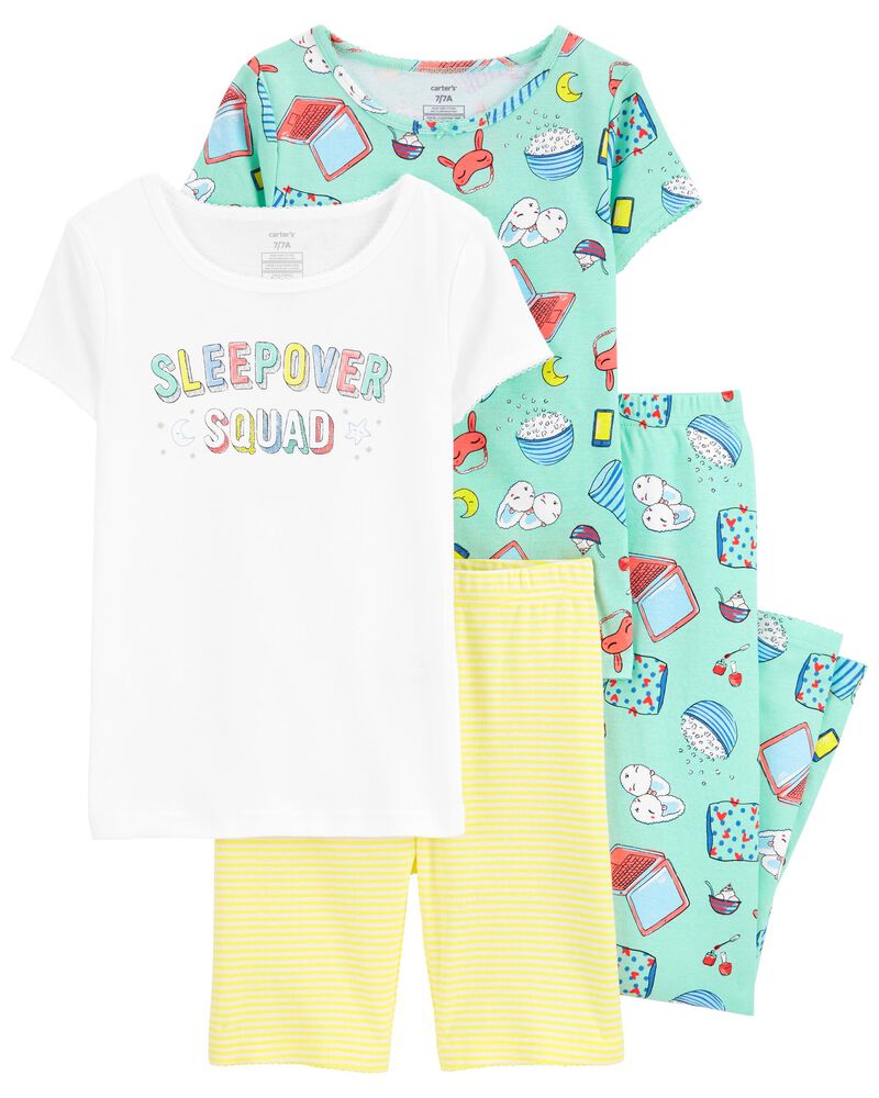 Kid 4-Piece Sleepover Squad 100% Snug Fit Cotton Pajamas, image 1 of 4 slides