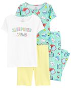 Kid 4-Piece Sleepover Squad 100% Snug Fit Cotton Pajamas, image 1 of 4 slides