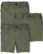 Toddler 3-Pack Lightweight Uniform Shorts in Quick Dry Active Poplin, image 1 of 2 slides