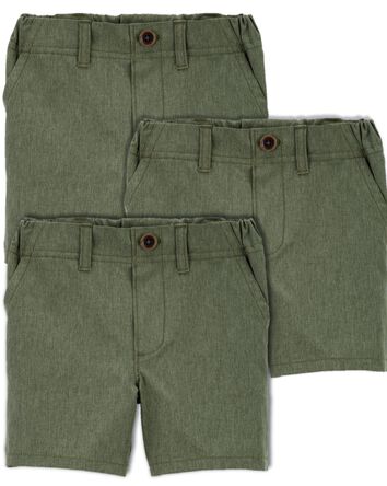 Toddler 3-Pack Lightweight Uniform Shorts in Quick Dry Active Poplin, 