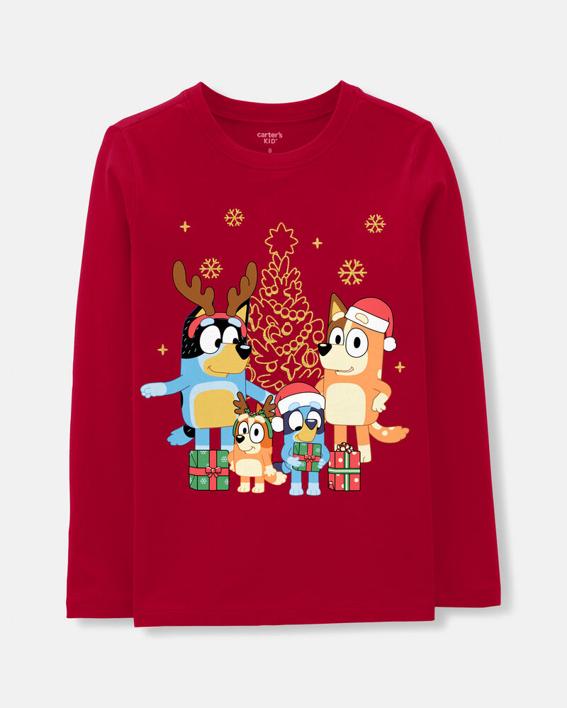 Toddler Girl Christmas Bluey™ Long-Sleeve Graphic Tee - Red, image 1 of 2 slides