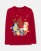 Toddler Girl Christmas Bluey™ Long-Sleeve Graphic Tee - Red, image 1 of 2 slides