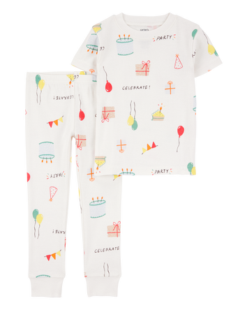 Toddler 2-Piece Birthday 100% Snug Fit Cotton Pajamas - Ivory, 