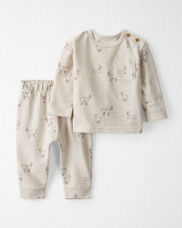 Baby 2-Piece Set Made with Organic Cotton in Holiday Llamas, 