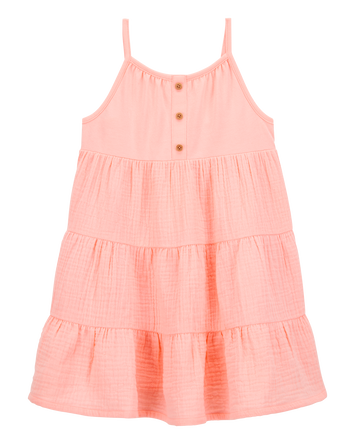Toddler Textured Gauze Button-Front Dress - Pink, 