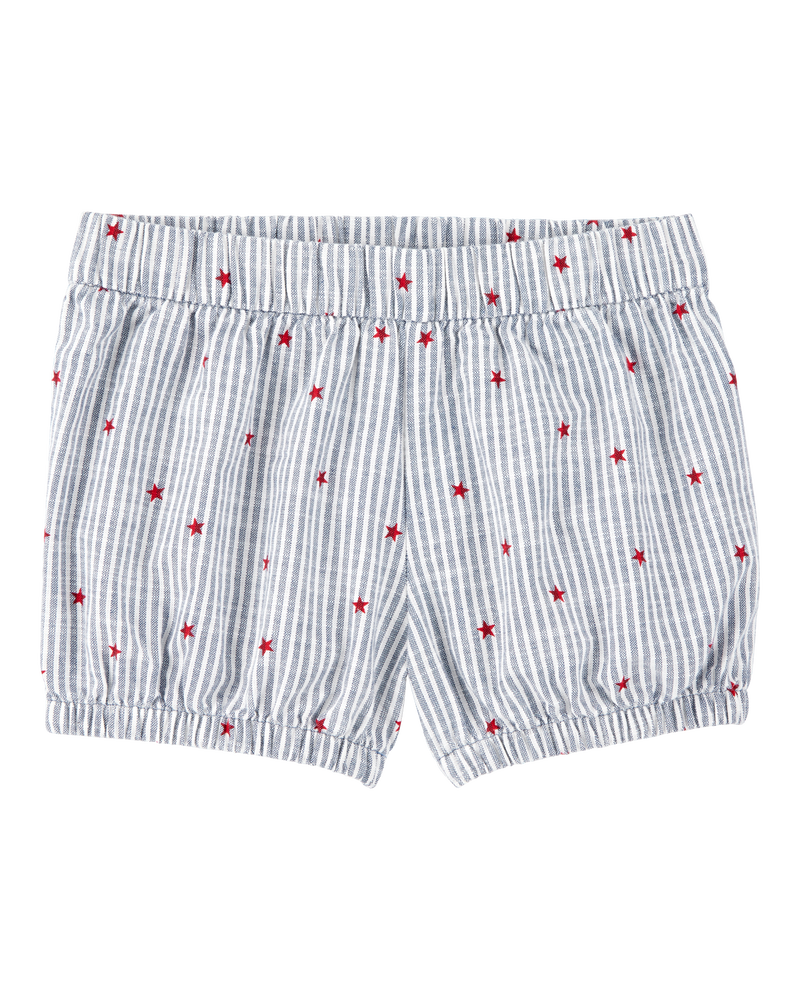 Toddler Striped Star Print Shorts - Blue, image 1 of 7 slides
