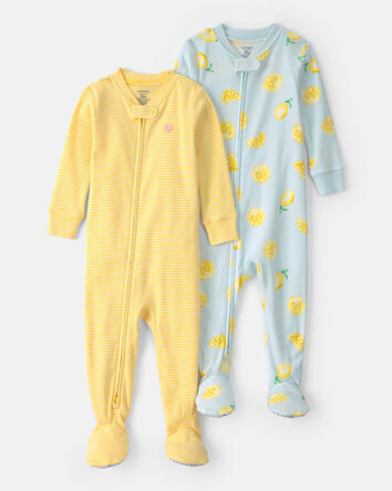 Baby 2-Pack Lemon Snug Fit 1-Piece Pajama Set - Yellow/Blue, 