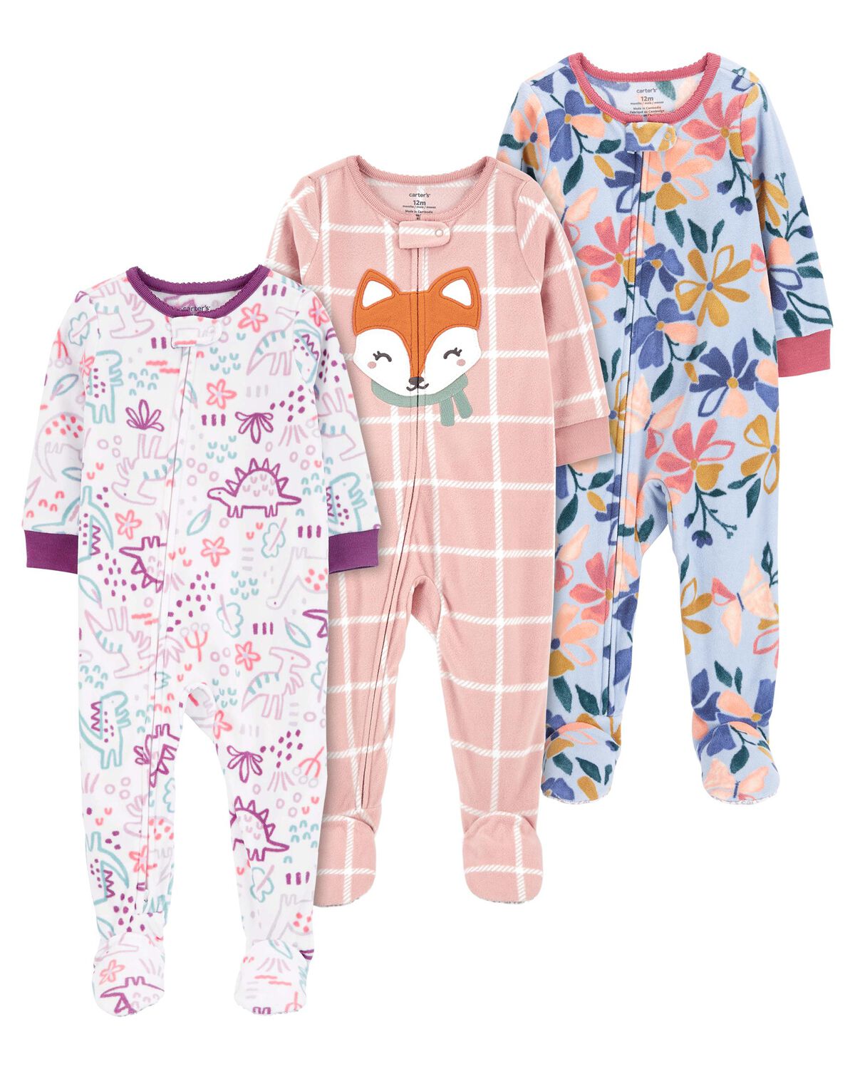 Multi Toddler 3Pack 1Piece Pajamas