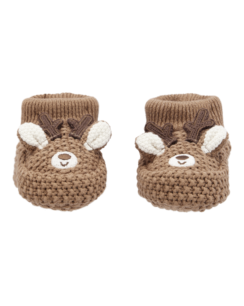 Baby Reindeer Crochet Booties, image 1 of 2 slides