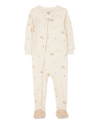 Baby Bunny Print Easter Snug Fit Cotton Footie 1-Piece Pajamas - Ivory, image 1 of 4 slides