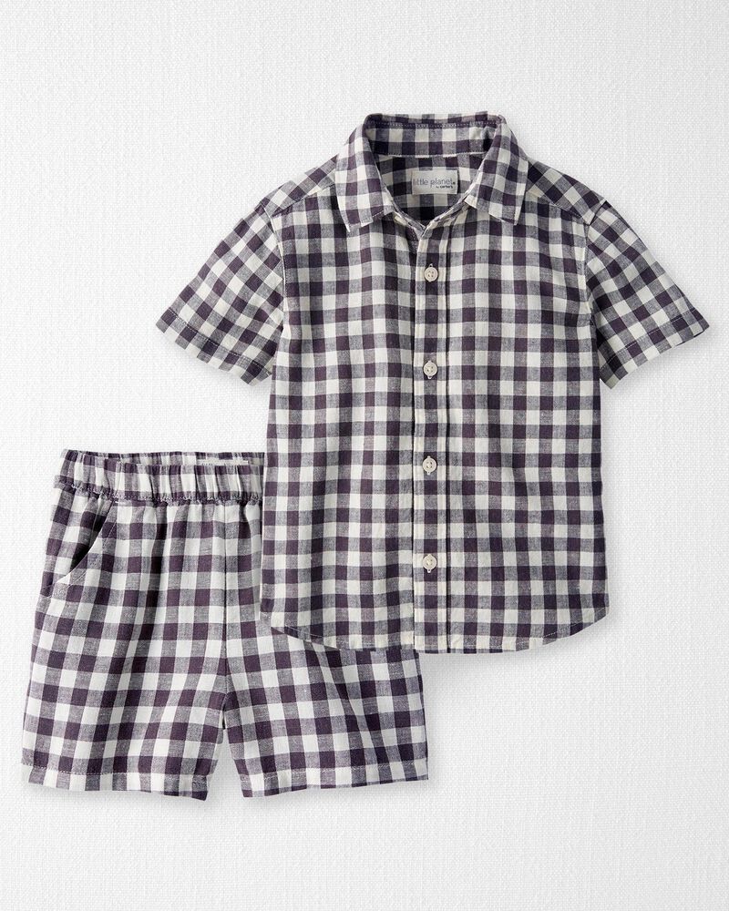 Toddler 2-Piece Gingham Button-Front Shirt & Shorts Set, image 1 of 6 slides