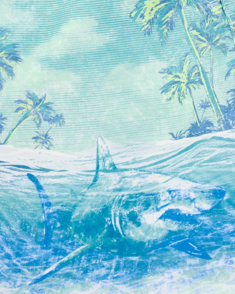 Boys Shark Print  Swim Trunks, image 3 of 5 slides