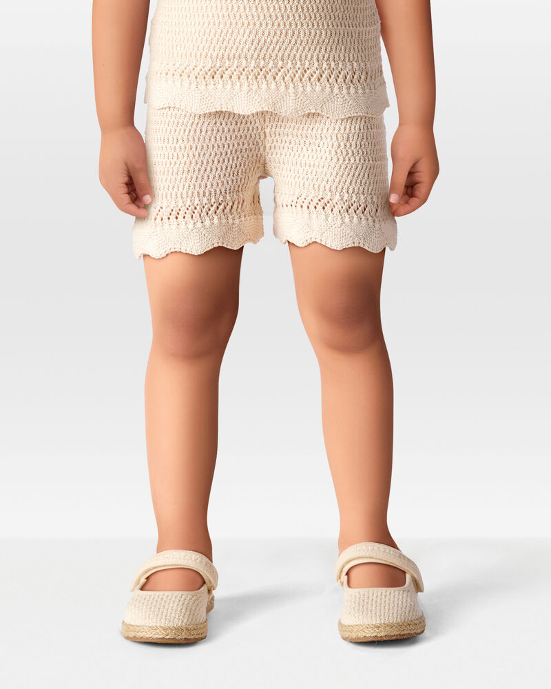 Toddler Crotchet Knit Shorts - Ivory, image 2 of 7 slides