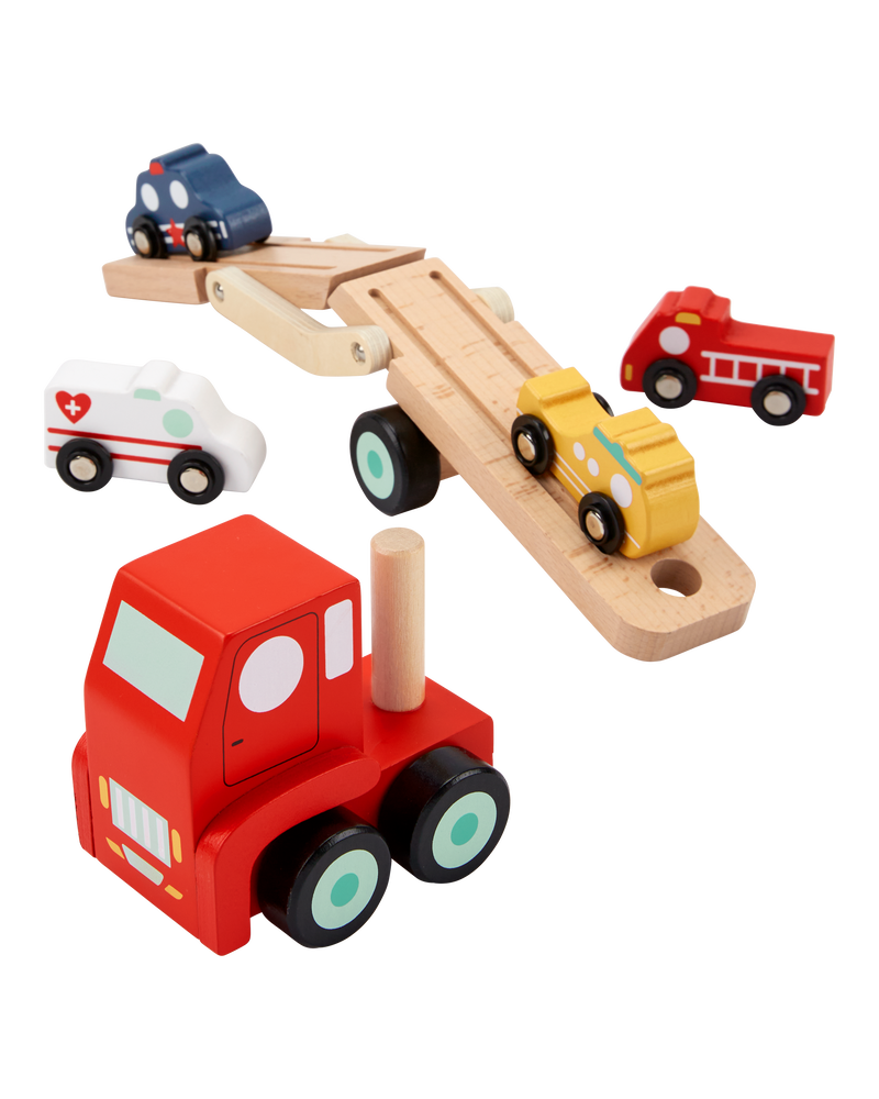 Toddler Wooden Rescue Car Carrier, image 2 of 2 slides