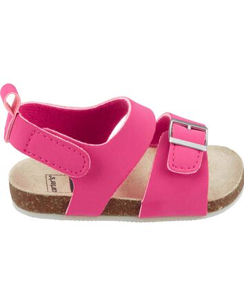 Baby Buckle Faux Cork Sandals, 