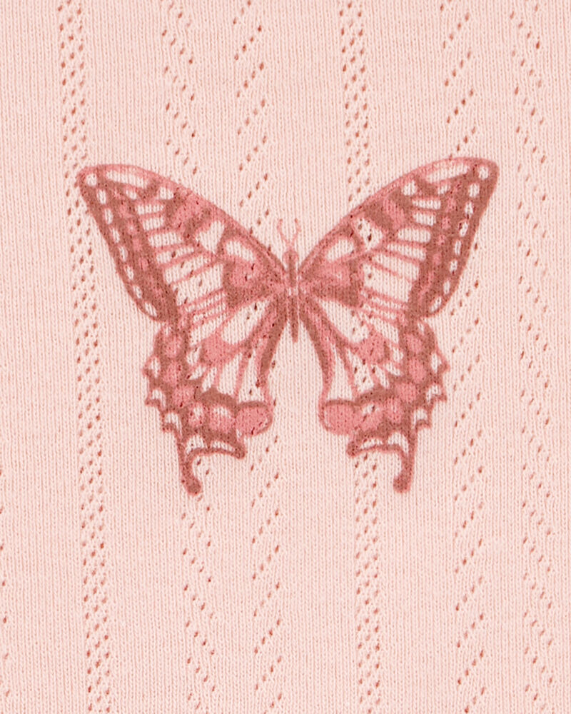 Kid 2-Piece Butterfly Pointelle Tee & Chiffon Skirt Set - Pink, image 2 of 5 slides