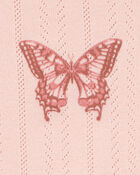 Kid 2-Piece Butterfly Pointelle Tee & Chiffon Skirt Set - Pink, image 2 of 5 slides