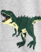 Boys Dinosaur Print Loose Fit Long-Sleeve Zip-Up 1-Piece Pajamas, image 2 of 3 slides